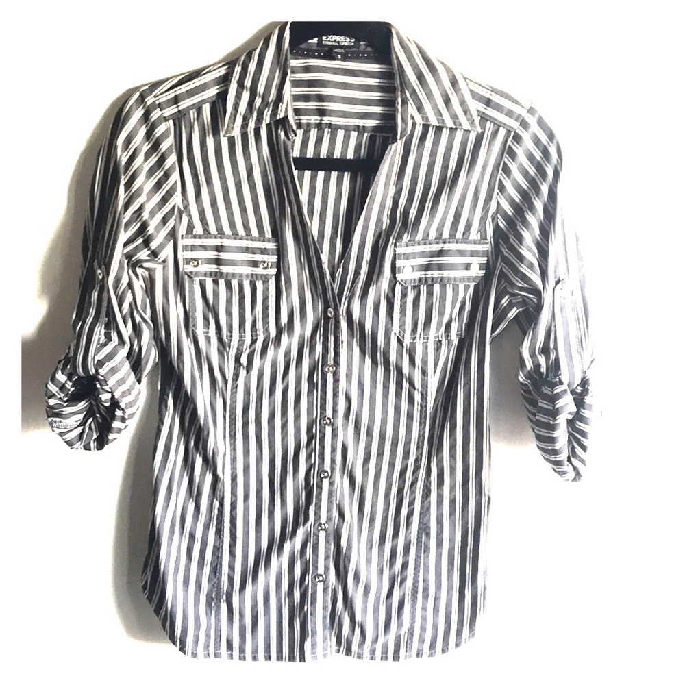 Express 3/4 length sleeve striped blouse